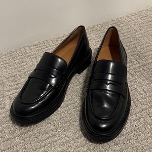Madewell The Vernon Black Leather Penny Loafers